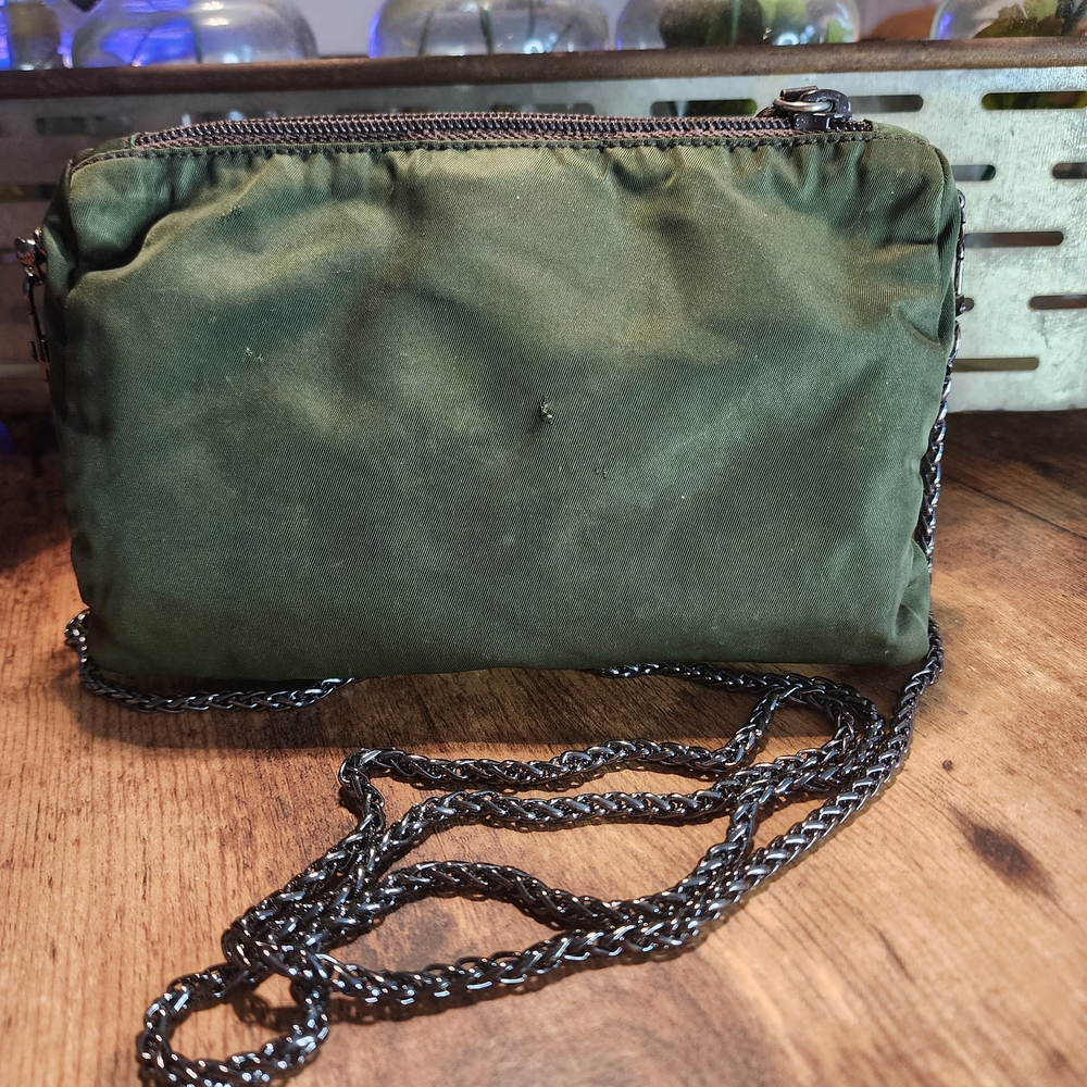 Prada Olive Green Nylon Crossbody with Black Chain Strap - Picture 4 of 16